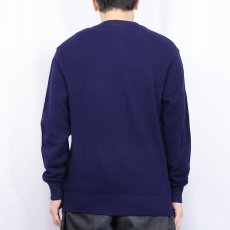 画像3: 70〜80's CHEMISE LACOSTE FRANCE製 ロゴ刺繍 ウールニットカーディガン NAVY SIZE4 (3)