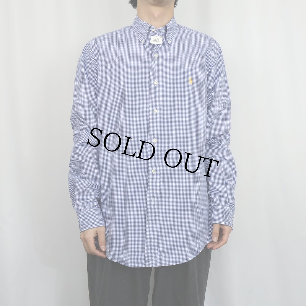 画像2: POLO Ralph Lauren "CUSTOM FIT" ギンガムチェック柄 コットンボタンダウンシャツ L (2)