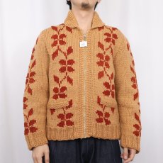 画像3: 60's 植物柄 ショールカラー カウチンニットジャケット (3)