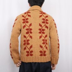 画像4: 60's 植物柄 ショールカラー カウチンニットジャケット (4)