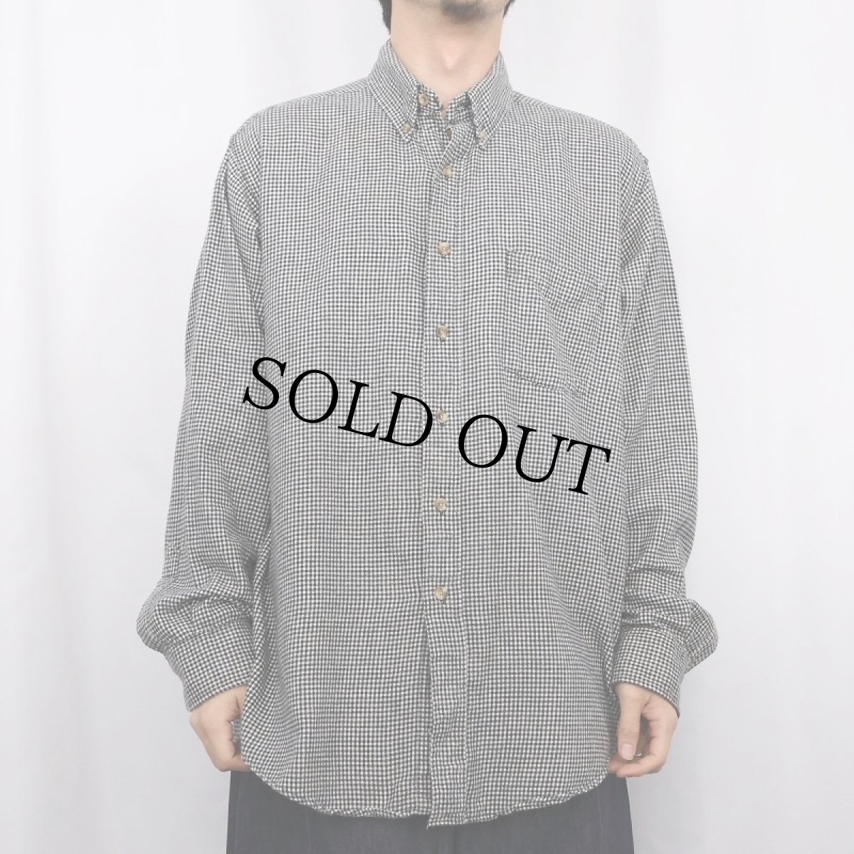 画像2: 80〜90's L.L.Bean USA製 ギンガムチェック柄 ライトネルシャツ L (2)