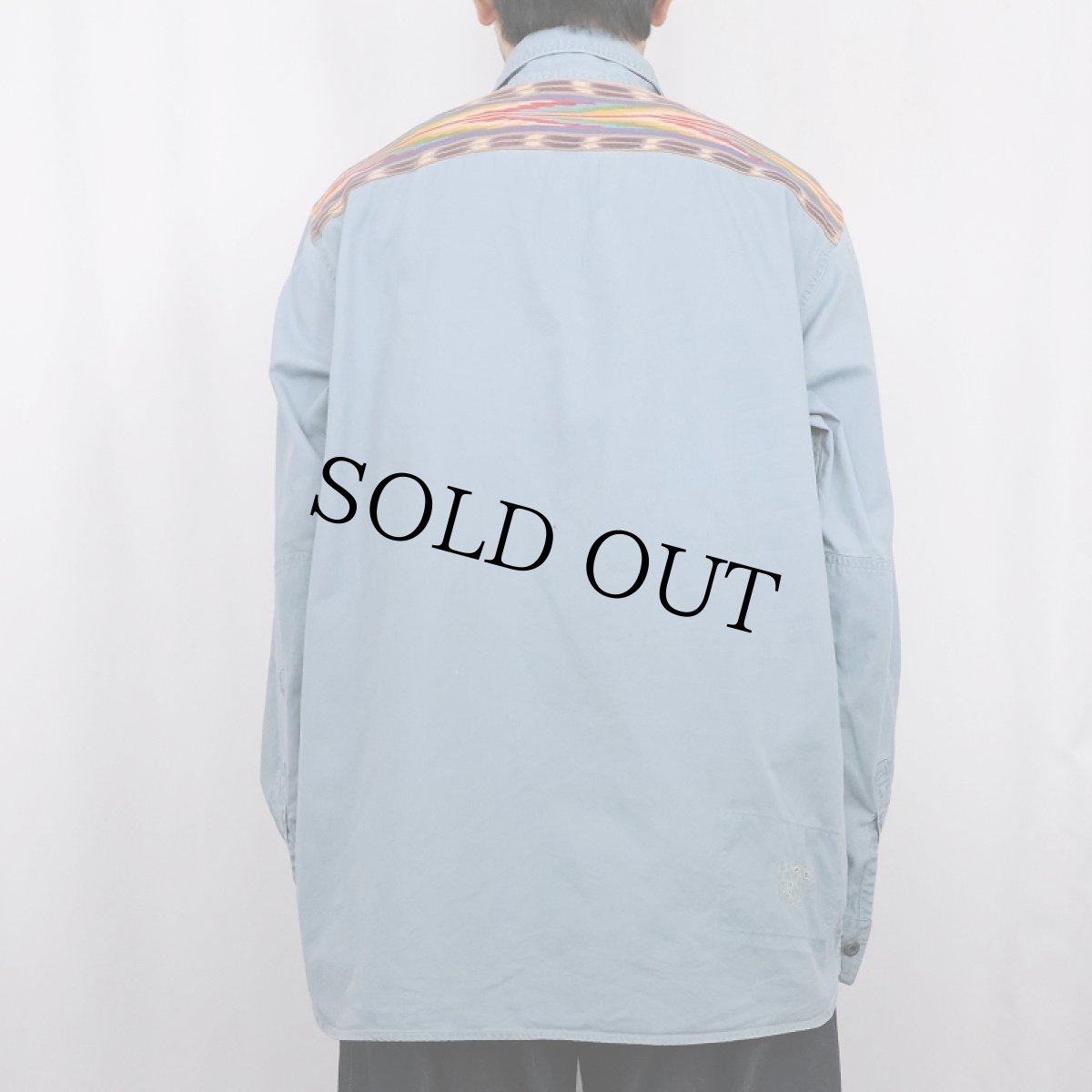 画像4: POLO Ralph Lauren ネイティブ柄切り替え マチ/チンスト付き コットンワークシャツ XL (4)