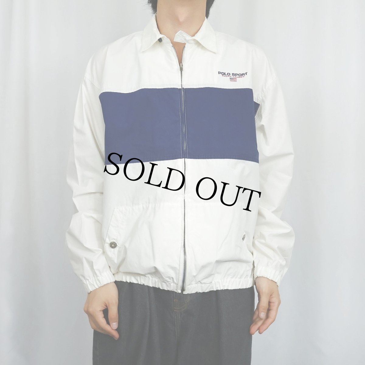 画像2: 90's POLO SPORT Ralph Lauren ロゴ刺繍 切り替えデザイン コットンスイングトップ M (2)