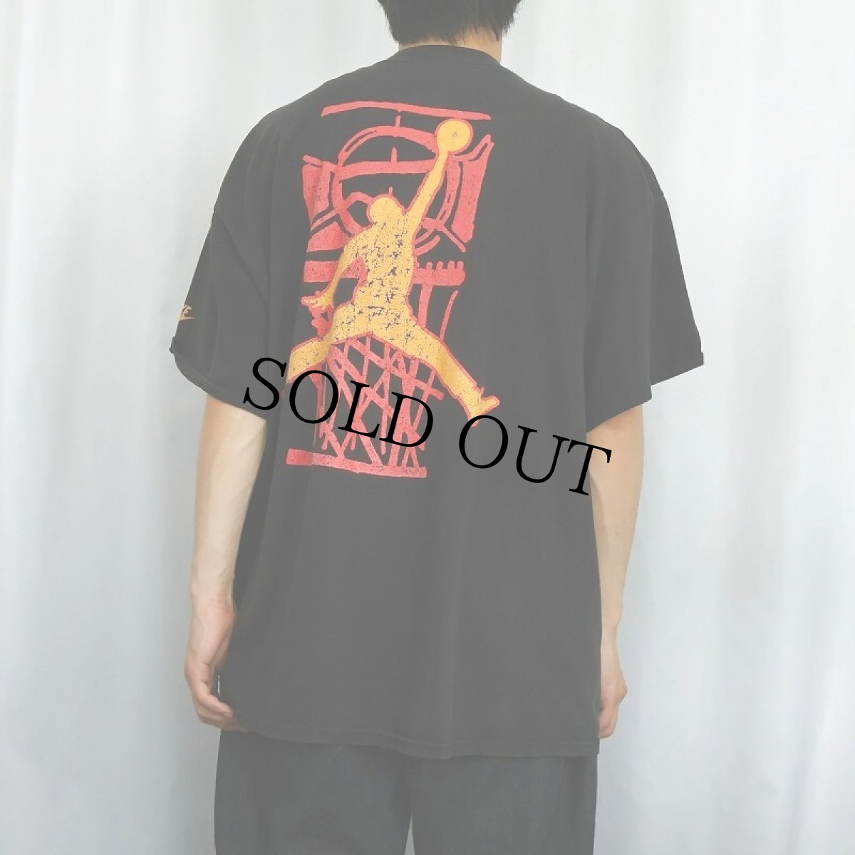 画像4: 90's NIKE 銀タグ USA製 "AIR JORDAN" ロゴプリントTシャツ BLACK XXL (4)