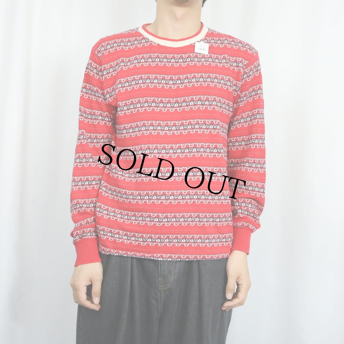 画像2: 60's PENNEY'S TOWNCRAFT 総柄 ジャガード織りロンT SIZEC-42-44 (2)