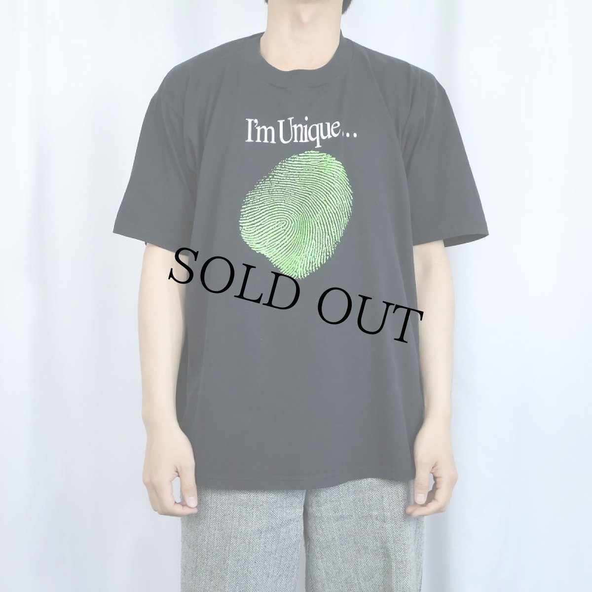 画像3: 90's USA製 "I'm Unique..." 指紋プリントTシャツ BLACK XL (3)