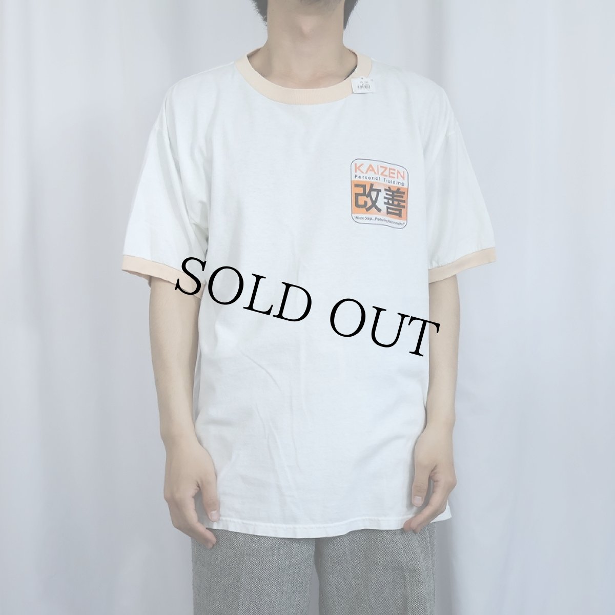 画像3: 2000's "KAIZEN" プリントリンガーＴシャツ XL (3)