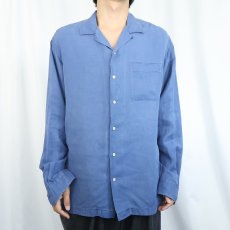 画像2: POLO Ralph Lauren リネンシルク オープンカラーシャツ M (2)