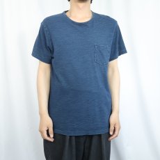 画像2: Ralph Lauren RRL インディゴ ポケットTシャツ L (2)