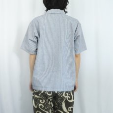 画像3: BEN DAVIS ヒッコリーストライプ ハーフジップワークシャツ L (3)