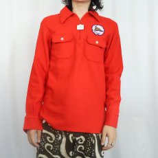 画像2: 60's THE SPINNAKER SHIRT ワッペン付き ハーフジップウールシャツ M (2)