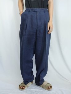 画像2: INSERCH リネンスラックス NAVY W36 (2)