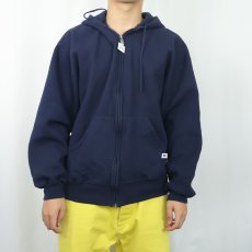 画像2: 90's〜 RUSSELL ATHLETIC スウェットジップパーカー NAVY L (2)