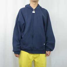 画像2: 90's〜 RUSSELL ATHLETIC スウェットジップパーカー NAVY XXL (2)