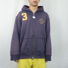画像2: POLO Ralph Lauren REVERSE WEAVE TYPE ワッペン付き フェードスウェットジップパーカー NAVY XXL (2)