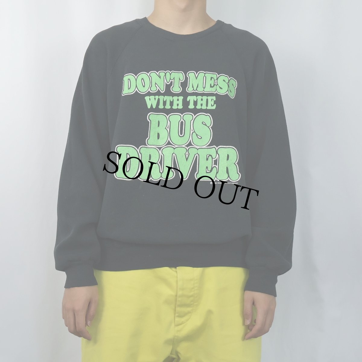 画像2: 90's USA製 "DON'T MESS WITH THE BUS DRIVER" プリントスウェット BLACK 2X (2)