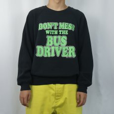画像2: 90's USA製 "DON'T MESS WITH THE BUS DRIVER" プリントスウェット BLACK 2X (2)