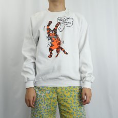 画像2: 80's USA製 "EAT A  RAT AND DO THE HOOTCHIE COO" イラストプリントスウェット XL (2)