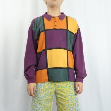 画像2: 90's KIKIT パネル切り替えポロシャツ M (2)