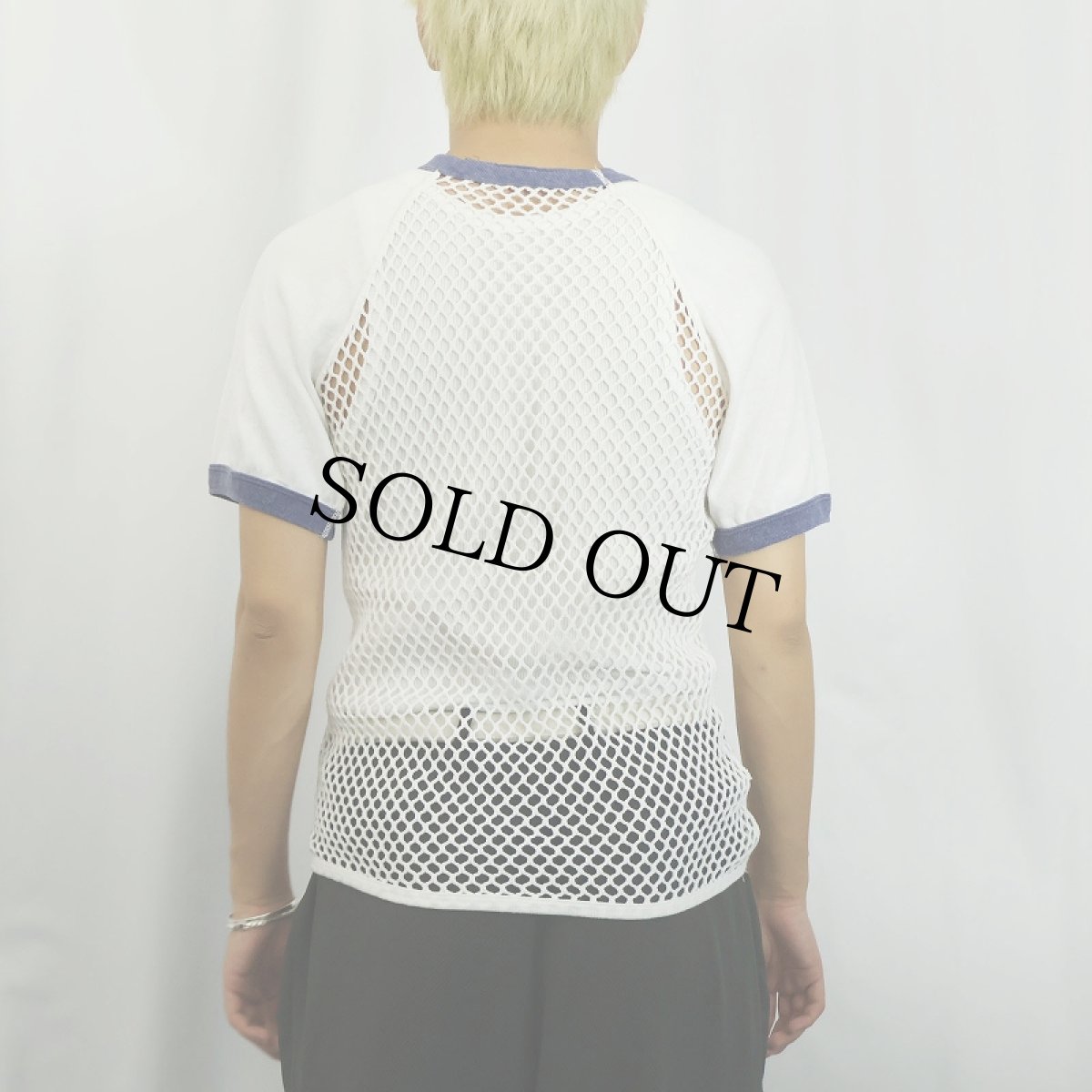 画像3: 70's〜 Scandinavian Knitters 切り替えデザイン メッシュリンガーTシャツ M (3)