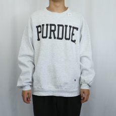 画像3: 90's RUSSELL ATHLETIC USA製 PRO COTTON "PURDUE" 前V プリントスウェット XL (3)