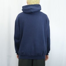 画像3: 90's〜 RUSSELL ATHLETIC "HILCREST TRACK" ウイングフット プリントスウェットフーディ NAVY XL (3)