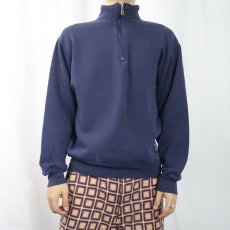 画像2: 90's〜 RUSSELL AHTLETIC USA製 ハーフジップスウェット NAVY M (2)