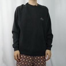 画像2: 90's FRUIT OF THE LOOM ロゴプリント ラグランスウェット BLACK L (2)
