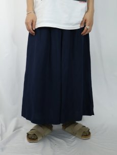 画像2: 80's Betty Barclay リネンワイドパンツ NAVY W28 (2)