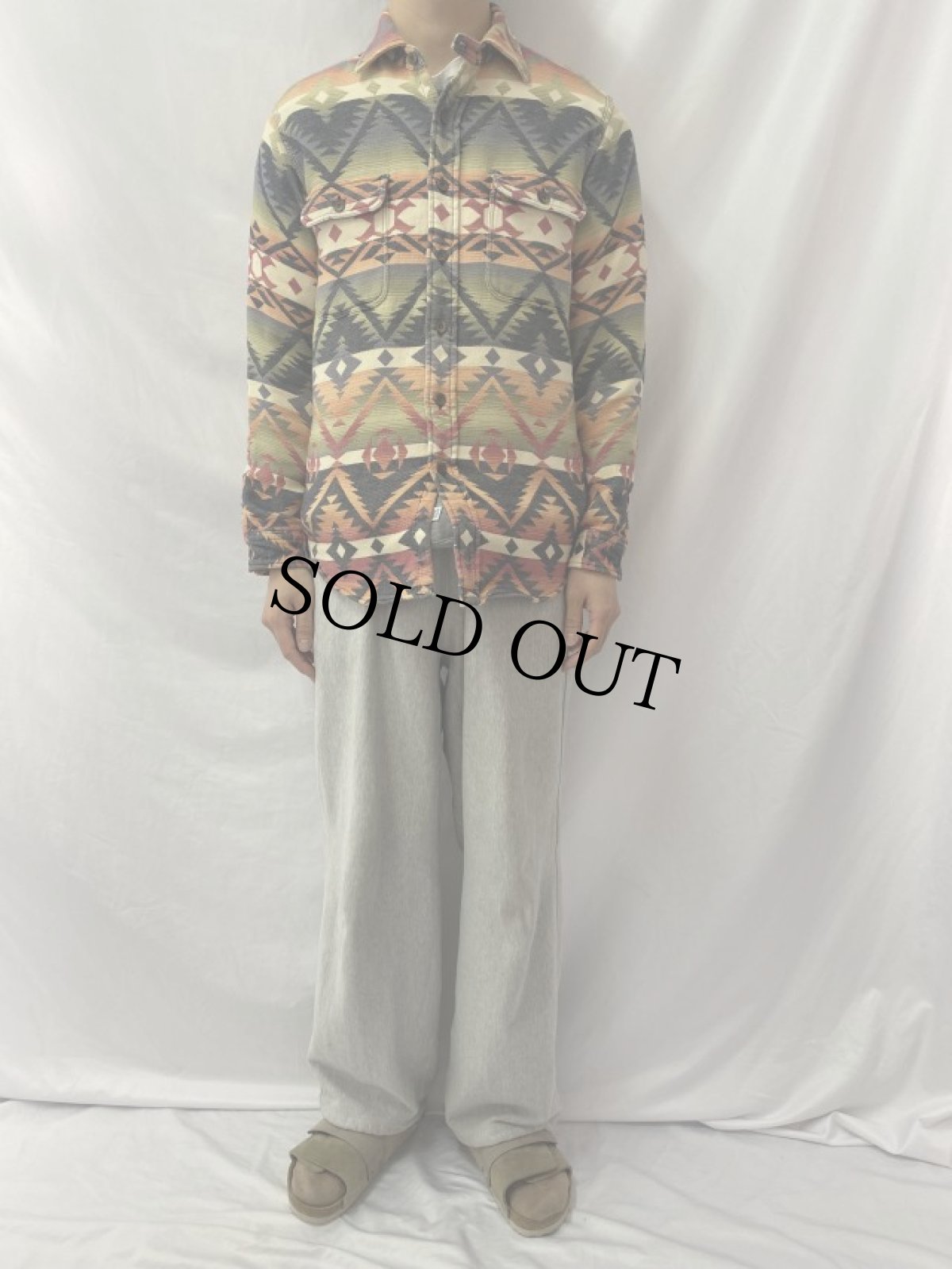 画像2: POLO Ralph Lauren ネイティブ柄 チンスト付きワークシャツ (2)