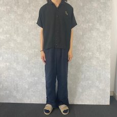 画像2: 60's King Louie USA製 チェーン刺繍 レーヨン ボーリングシャツ L (2)