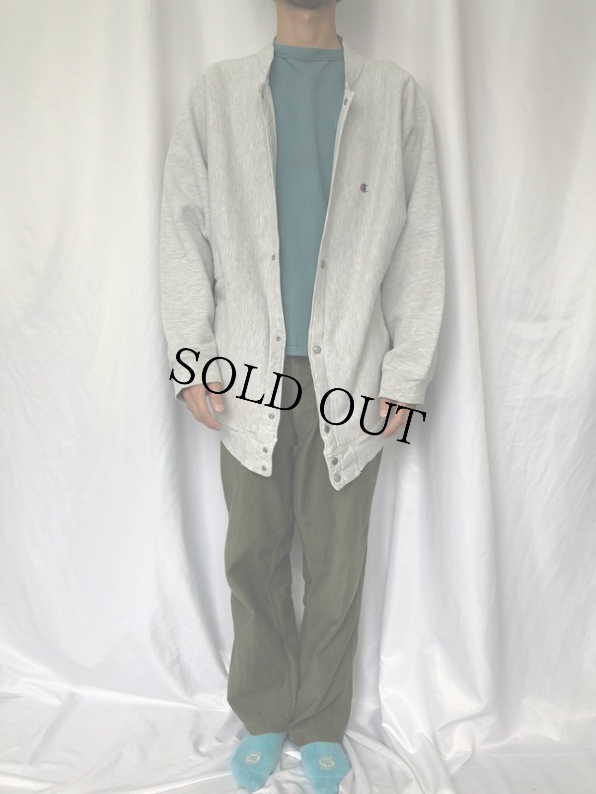 画像2: 80's Champion トリコタグ REVERSE WEAVE USA製 フルスナップスウェット XL (2)