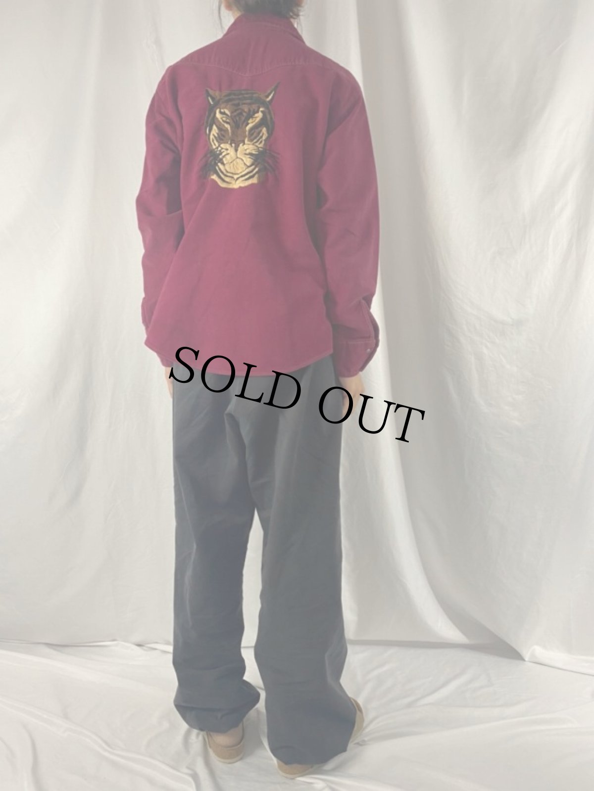 画像4: 70's Penny's TOWNCRAFT 虎刺繍 シャモアクロス ウエスタンシャツ L (4)