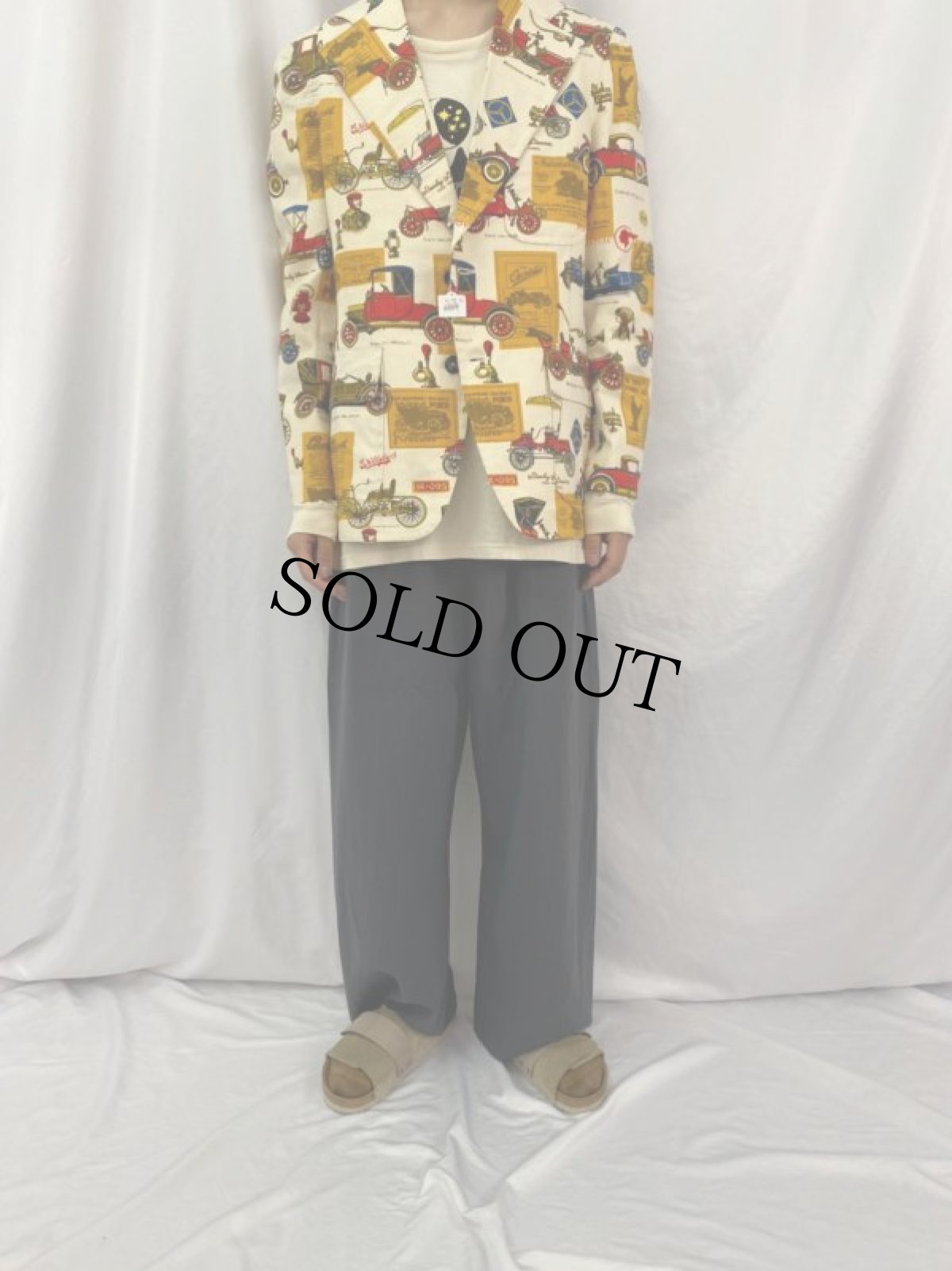 画像2: 70's クラシックカープリント テーラードジャケット (2)