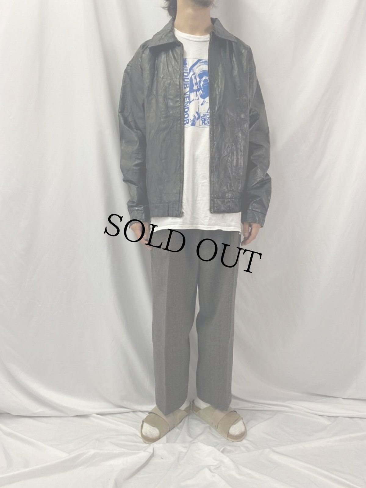 画像2: レザーパッチワークジャケット L (2)