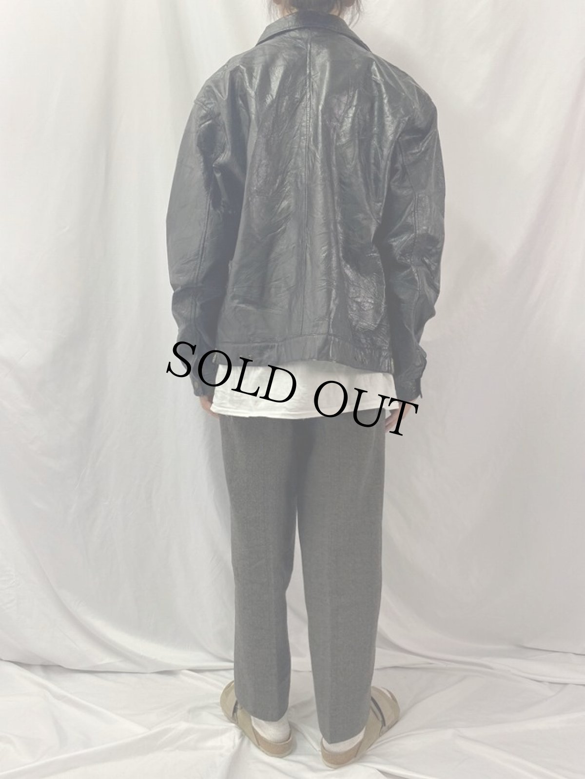 画像4: レザーパッチワークジャケット L (4)