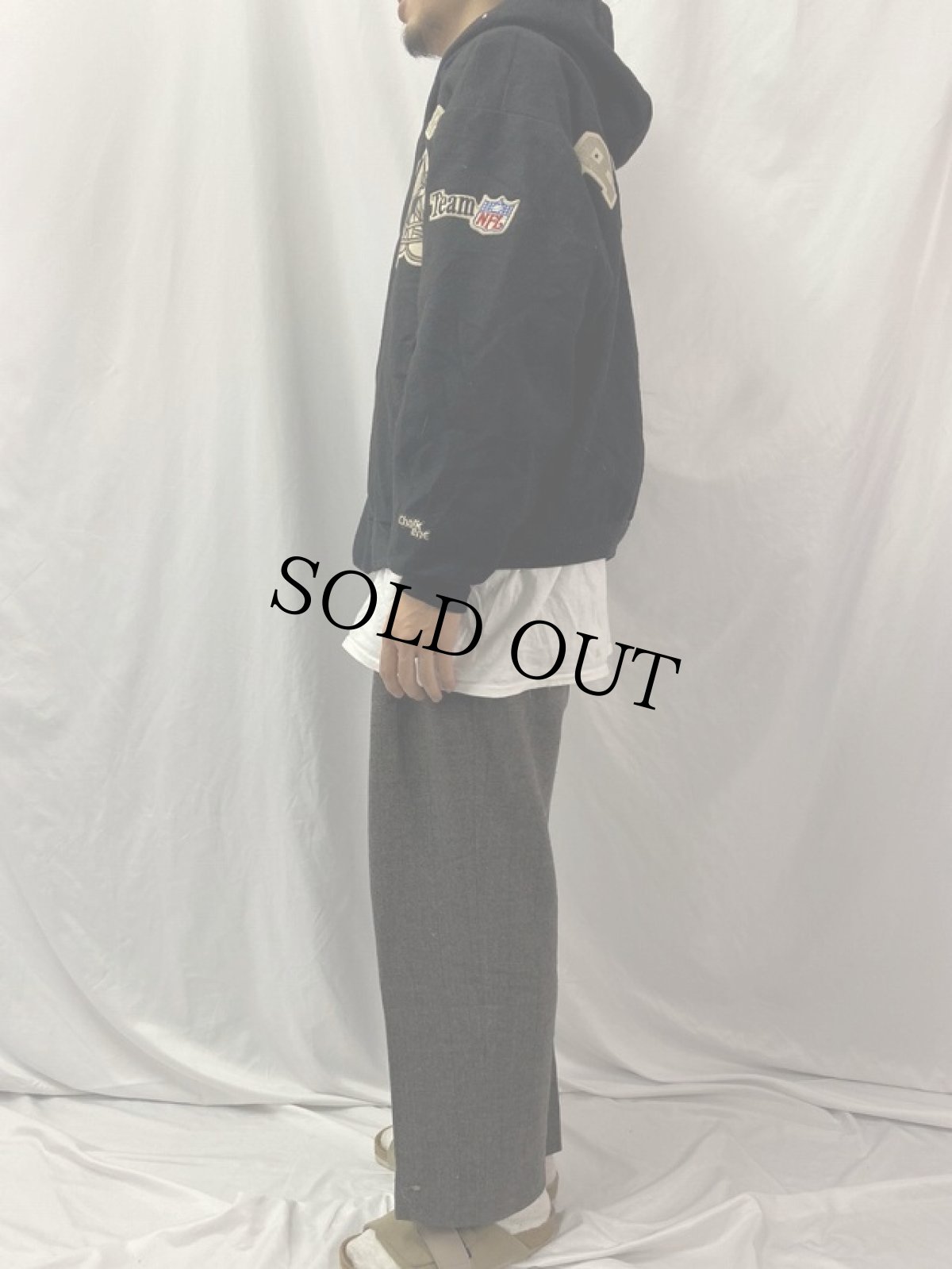 画像3: 90's RAIDERS USA製 フットボールチーム メルトンフードジャケット L (3)