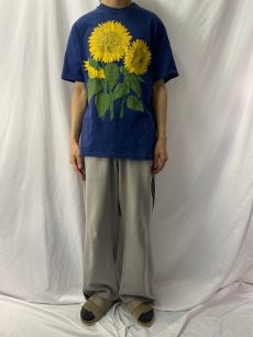 画像2: 90's USA製 フラワーアートプリントTシャツ L (2)