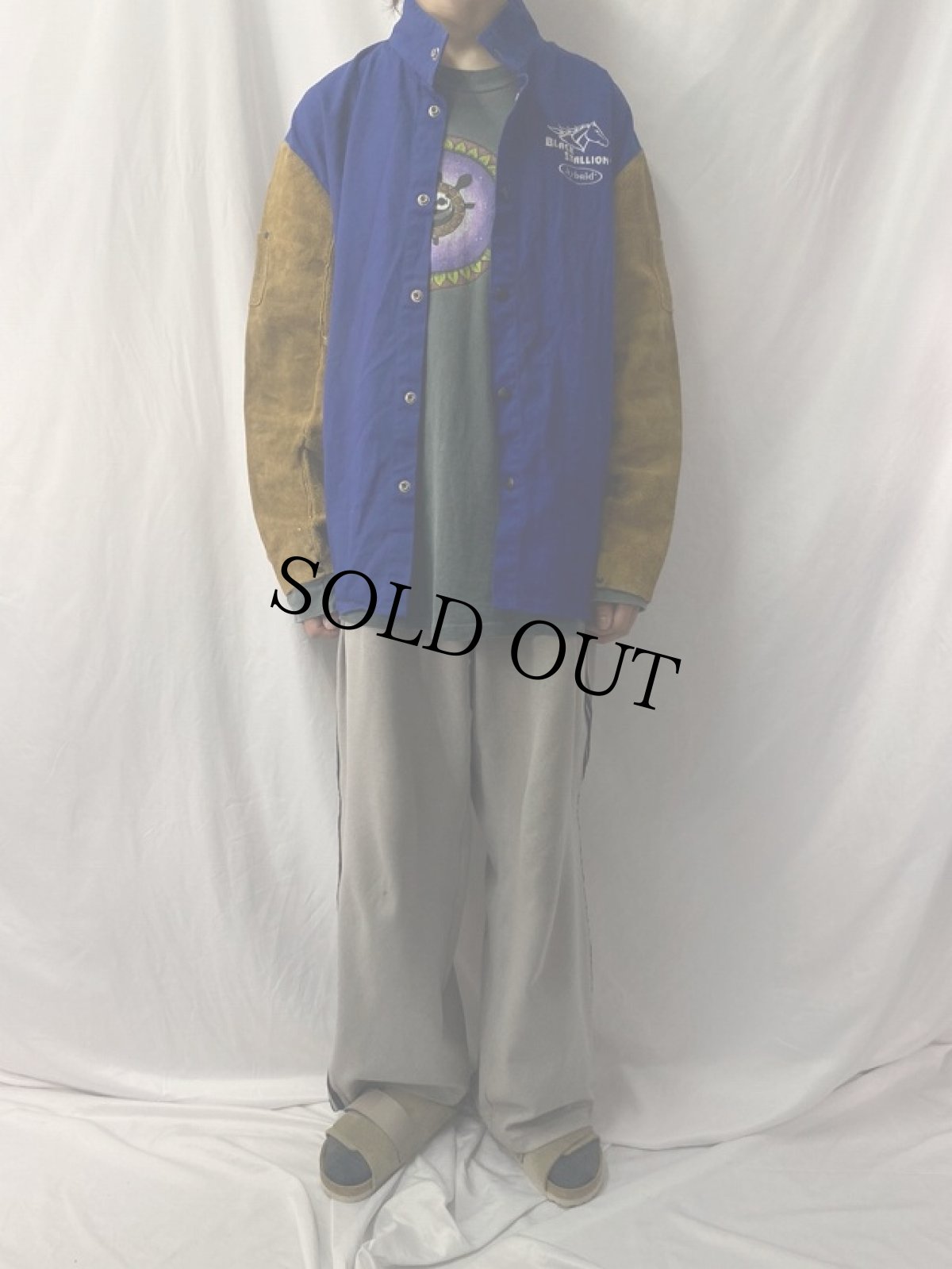 画像2: 難燃素材×スウェード ワークジャケット L (2)