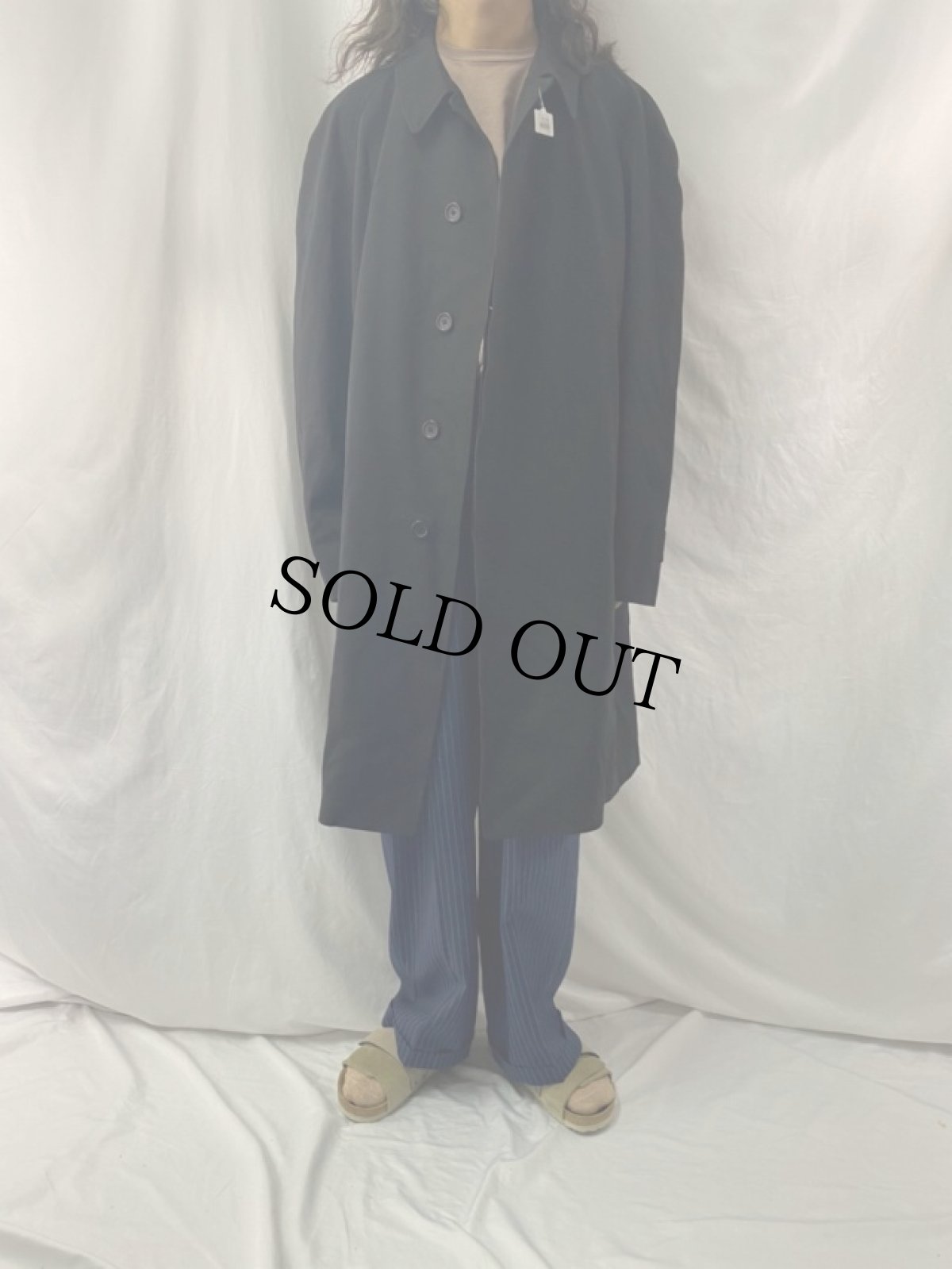 画像2: 80's Burberrys ENGLAND製 "BRELLA" ウールギャバ ステンカラーコート BLACK (2)