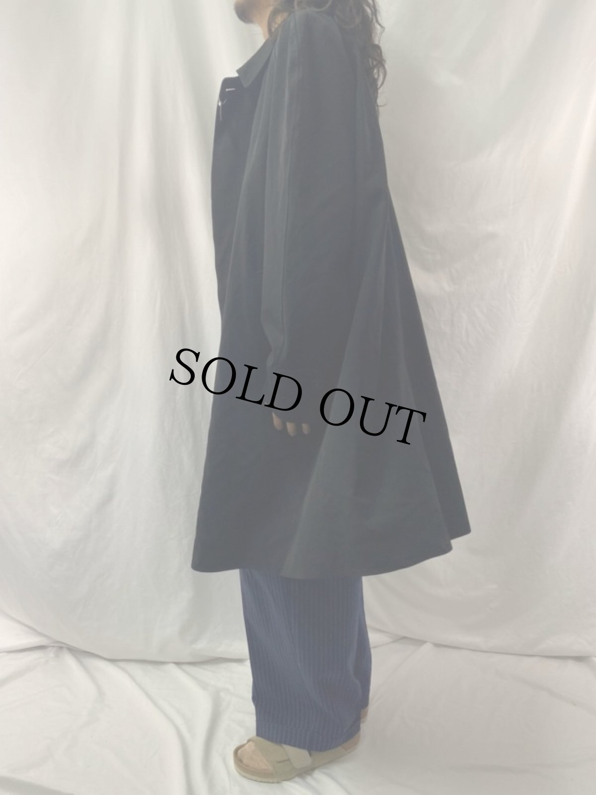 画像3: 80's Burberrys ENGLAND製 "BRELLA" ウールギャバ ステンカラーコート BLACK (3)