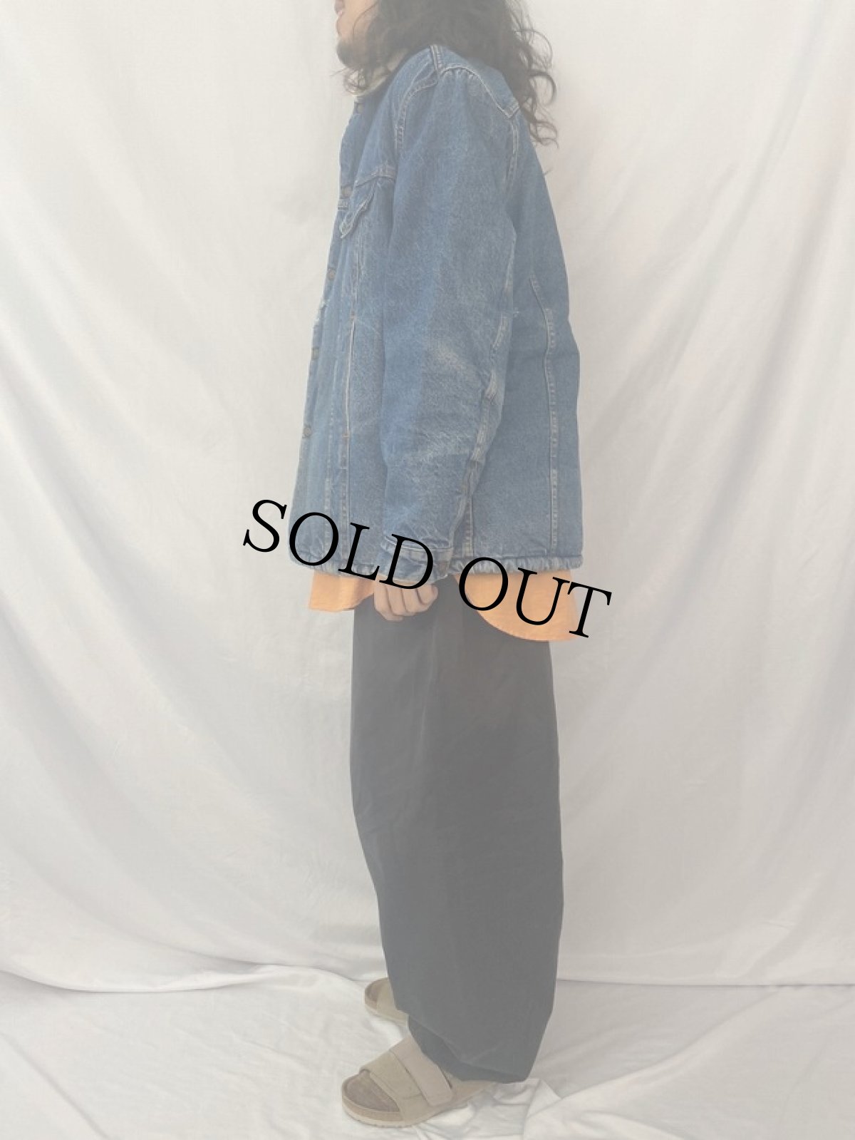 画像3: 80's Levi's 71605 USA製 デニムボアジャケット 46R (3)