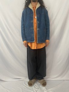 画像2: 80's Levi's USA製 ショールカラー デニムボアジャケット M (2)