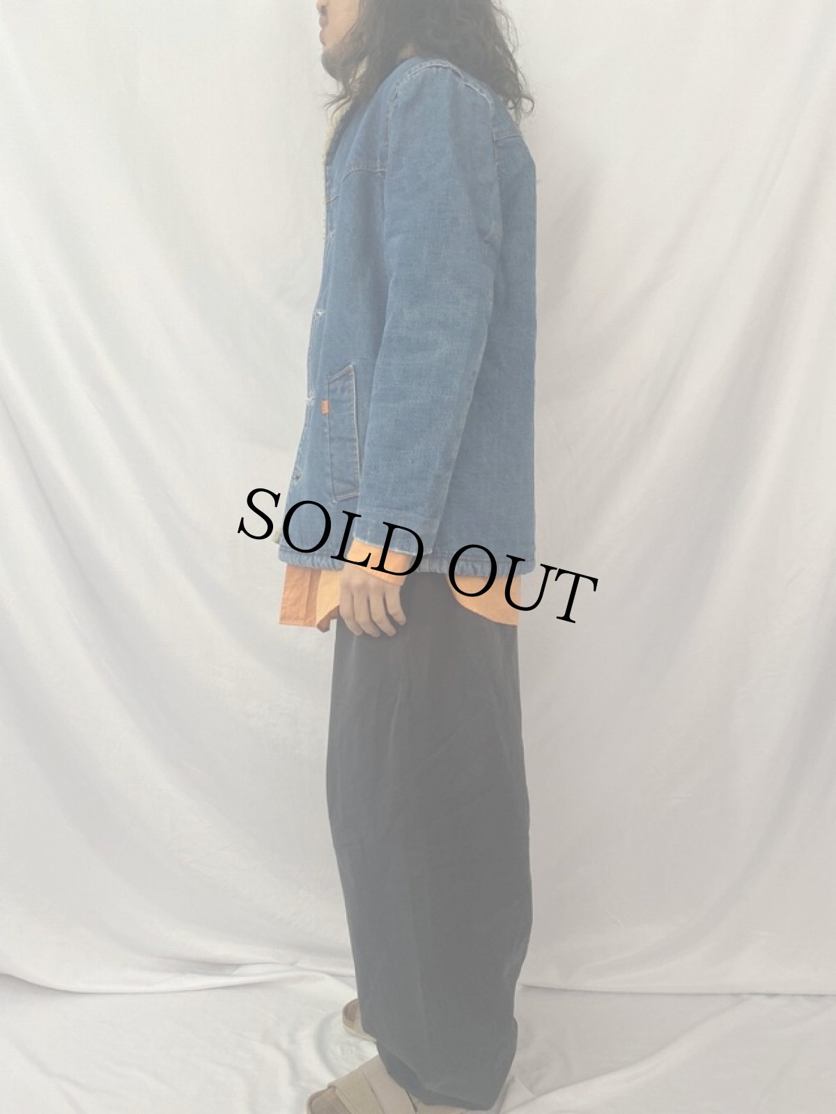 画像3: 80's Levi's USA製 ショールカラー デニムボアジャケット M (3)