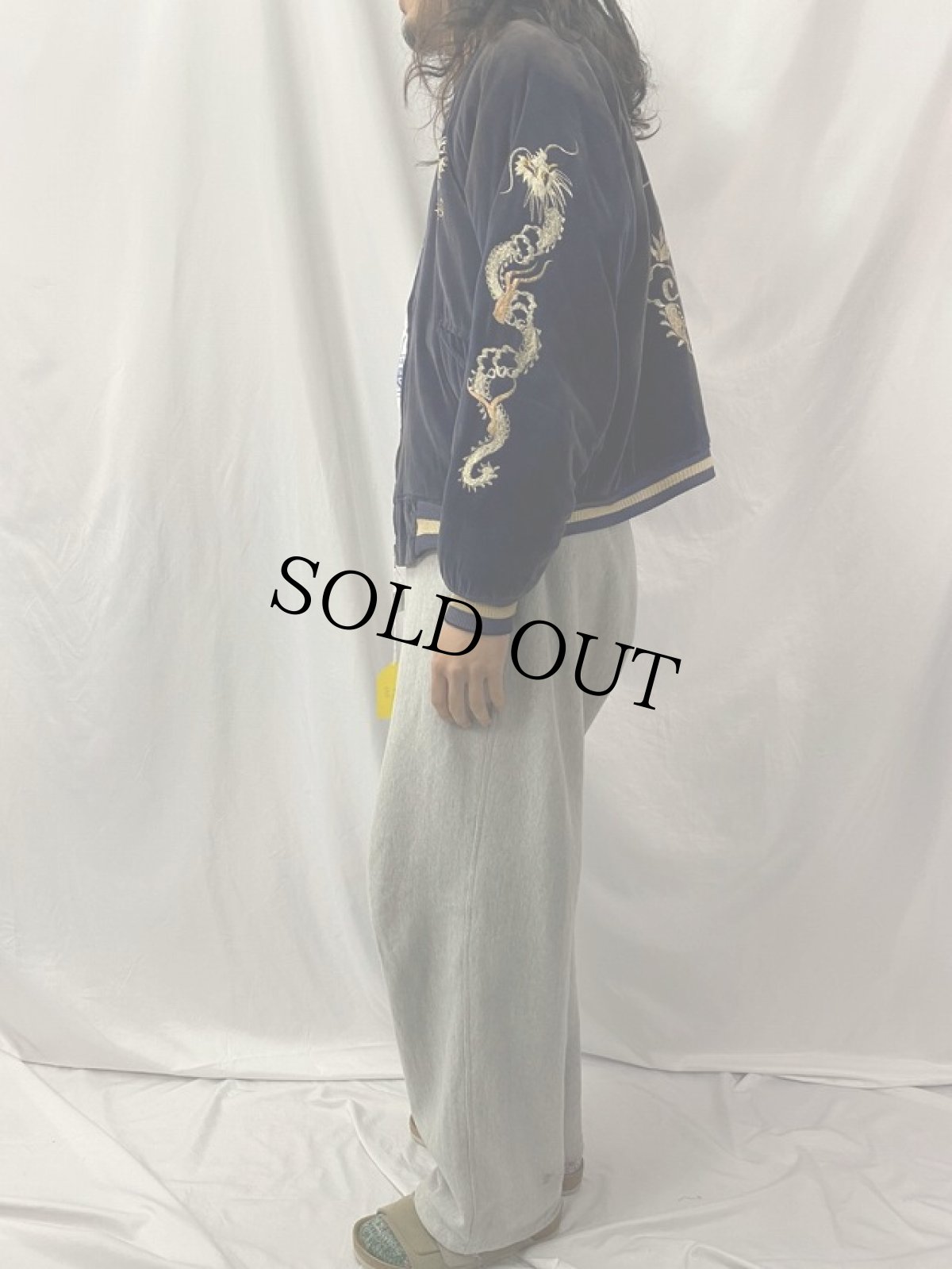 画像6: 50's "JAPAN" 龍刺繍 別珍×サテン スカジャン (6)