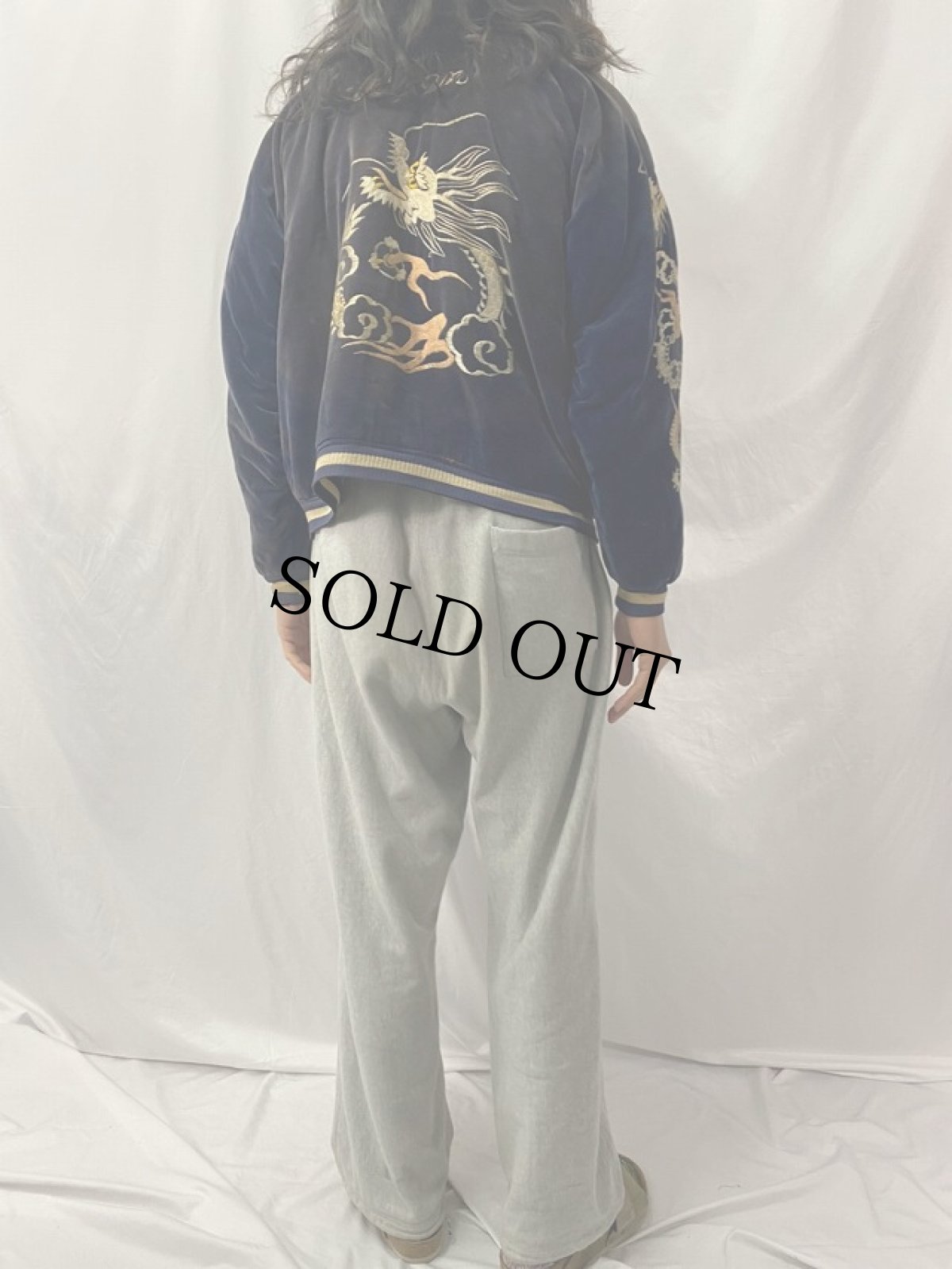 画像7: 50's "JAPAN" 龍刺繍 別珍×サテン スカジャン (7)