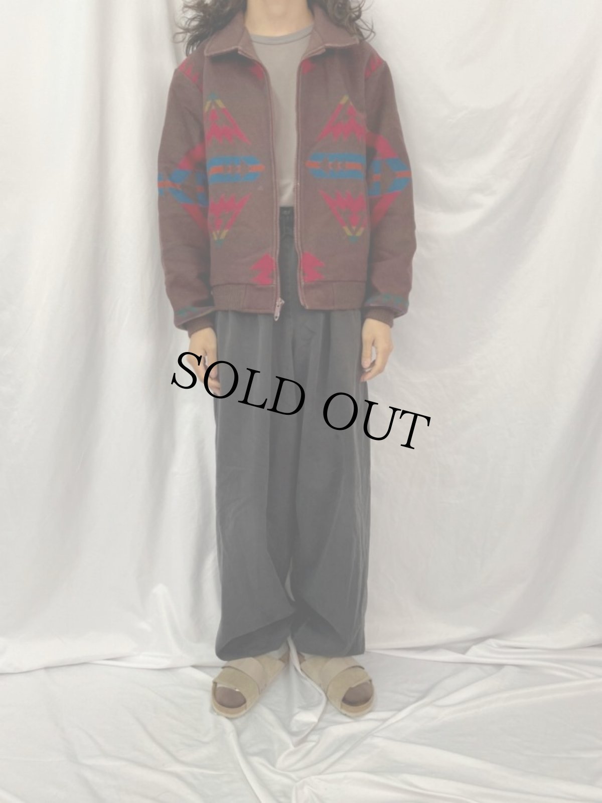 画像2: 80's PENDLETON USA製 "High Grade Western Wear" ネイティブ柄 ウールブランケットジャケット M (2)