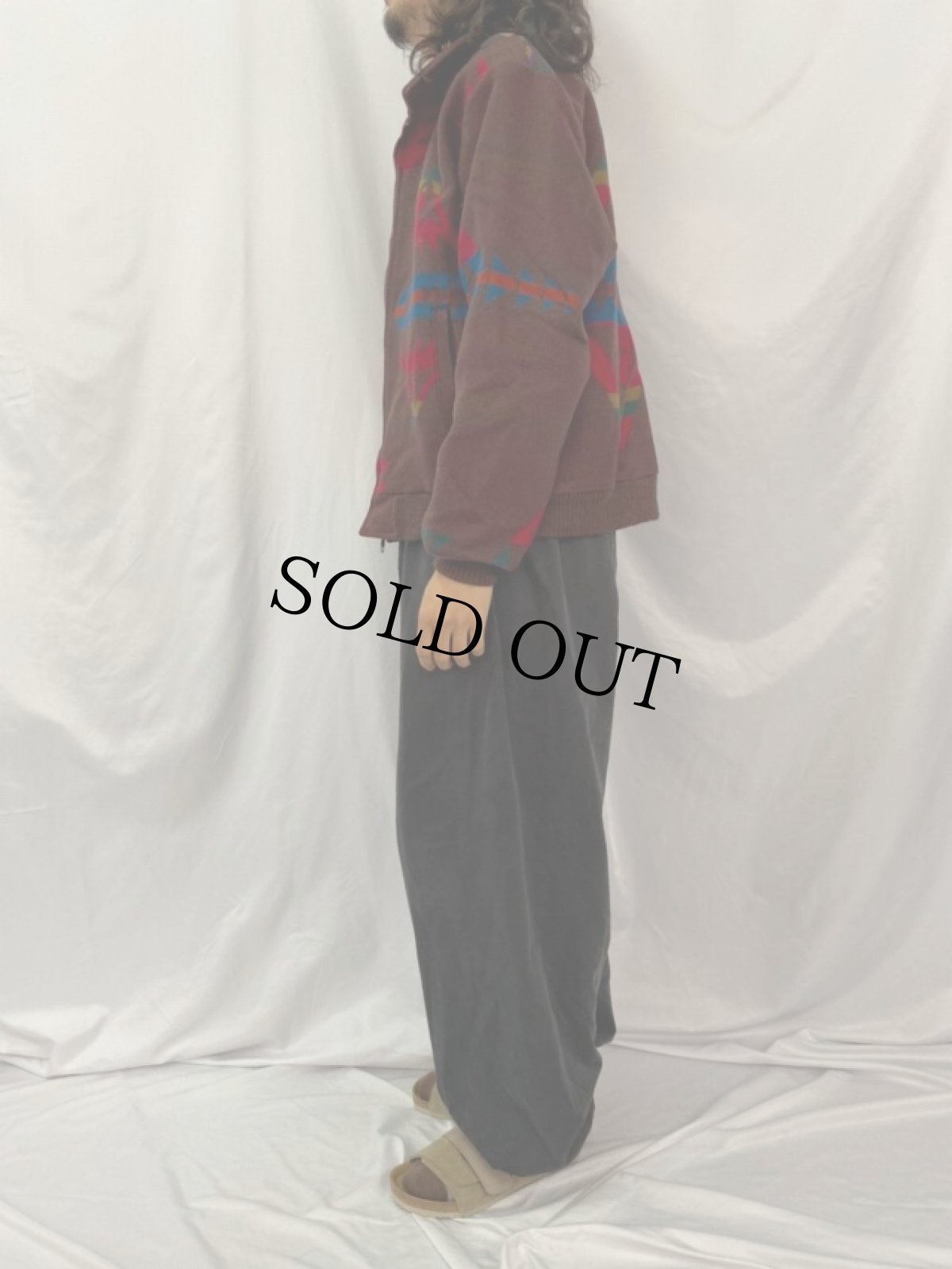 画像3: 80's PENDLETON USA製 "High Grade Western Wear" ネイティブ柄 ウールブランケットジャケット M (3)