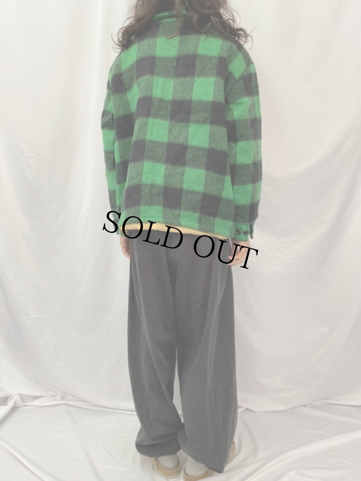 画像4: 70's melton USA製 バッファローチェック柄 メルトンシャツジャケット L (4)