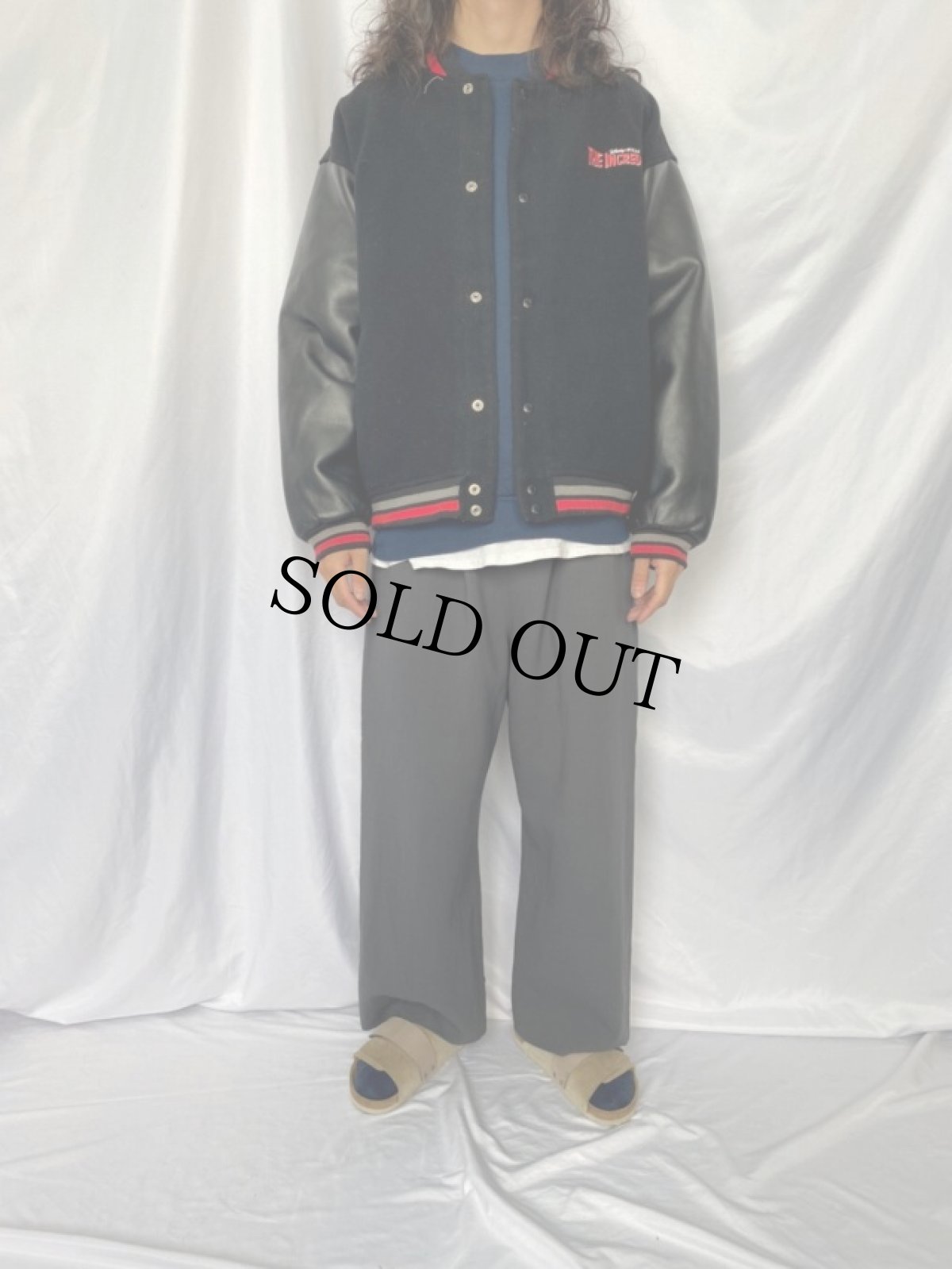 画像2: 2000's DISNEY "THE INCREDIBLES" ロゴ刺繍 メルトンスタジャン L (2)